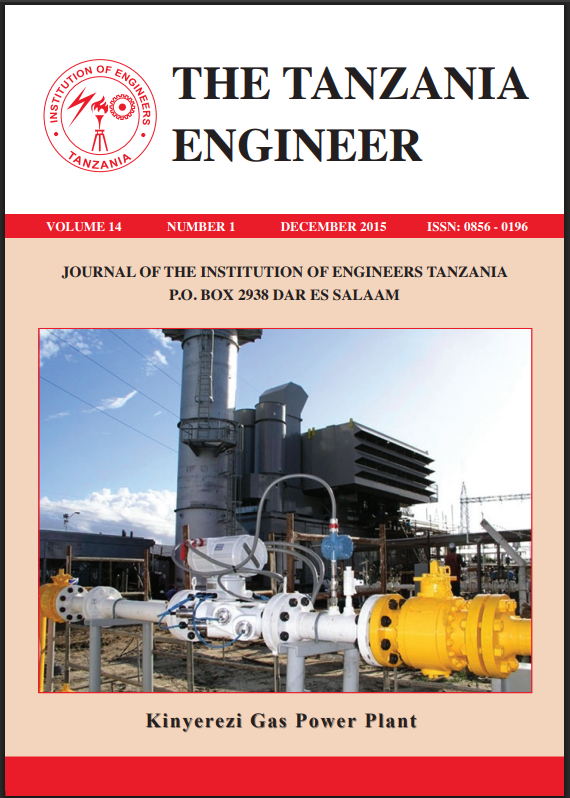 					View Vol. 14 No. 1 (2015): THE TANZANIA ENGINEER JOURNAL OF THE INSTITUTION OF ENGINEERS TANZANIA
				